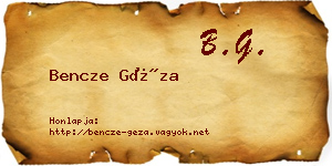 Bencze Géza névjegykártya