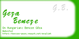 geza bencze business card